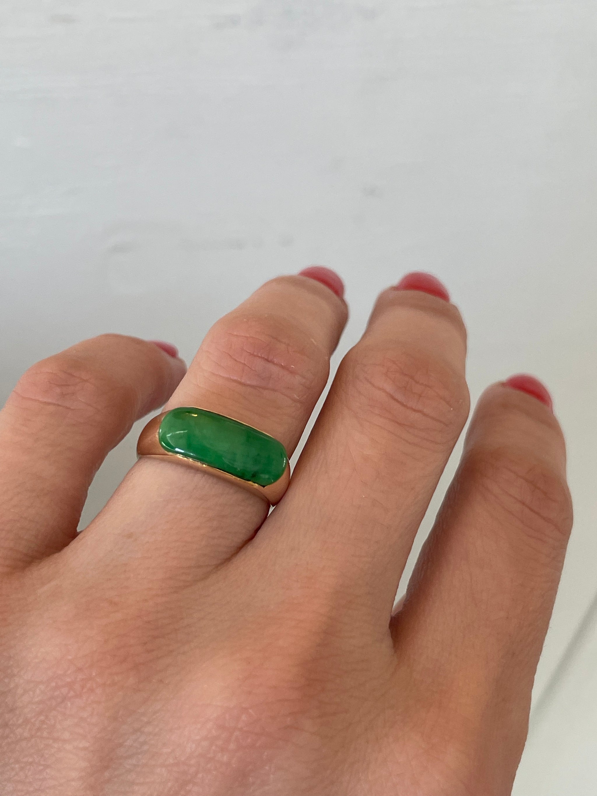 Vintage Green Jade Bar Ring HEIRLOOM PAVE