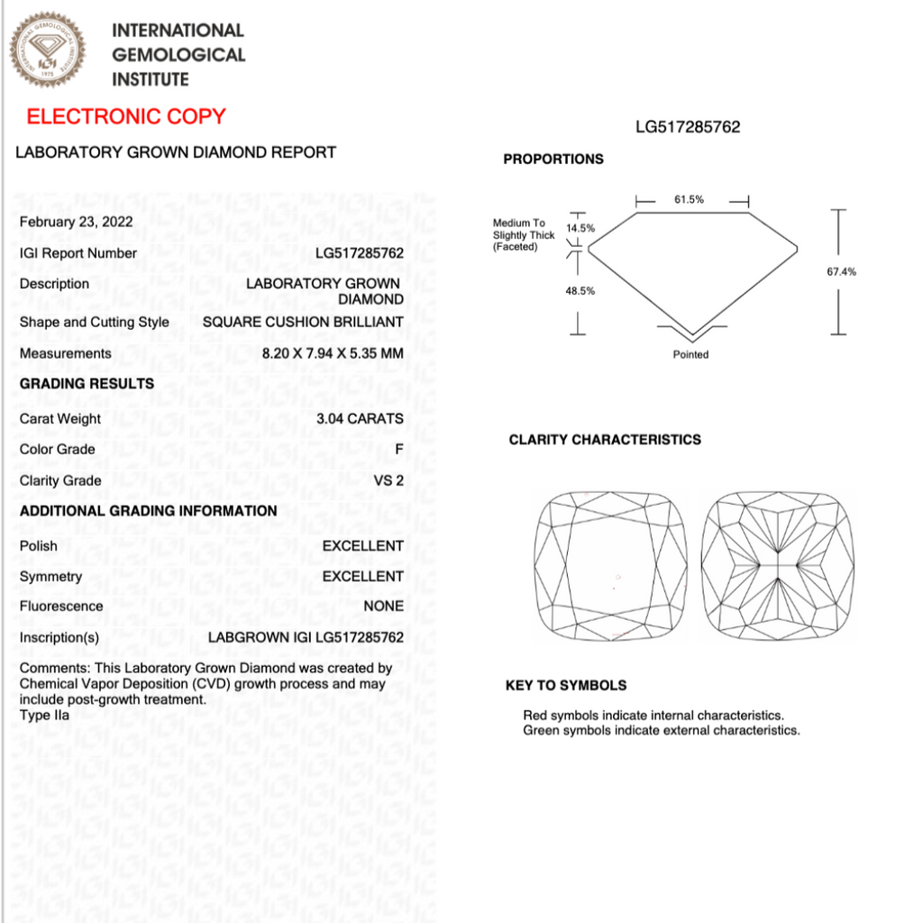 IGI Certificate F/VS2 Diamond 